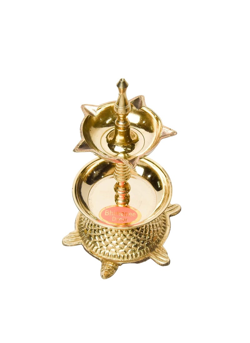 Bhimonee Decor Pure Brass Kachua Deep Deepak Diya for Pooja Purposes 625 Inches 380 gm