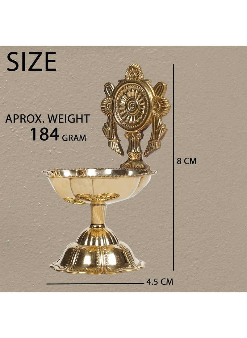 Bhimonee Decor Pure Brass Shanku Chakra Table Diya 315 inches Brass Colour Pack of 1 Pair