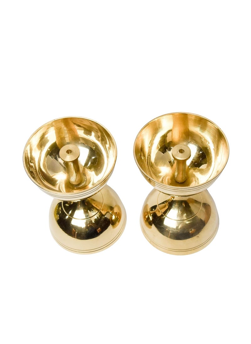 Bhimonee Decor Pure Brass Nanda Deep Deepak Diya for Pooja Purposes 43 Inches 320 gm