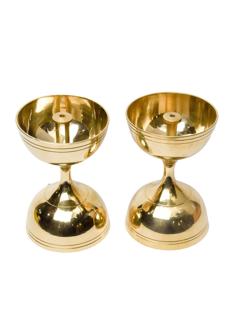 Bhimonee Decor Pure Brass Nanda Deep Deepak Diya for Pooja Purposes 43 Inches 320 gm