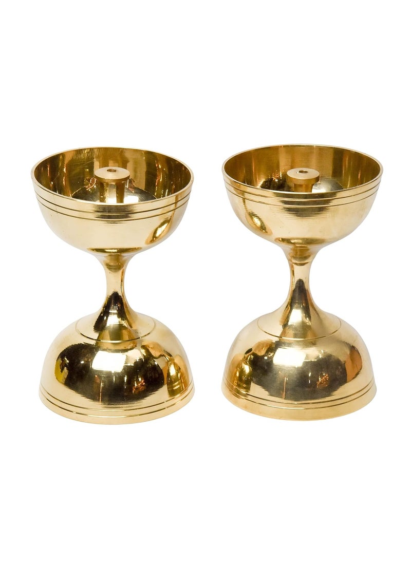 Bhimonee Decor Pure Brass Nanda Deep Deepak Diya for Pooja Purposes 43 Inches 320 gm