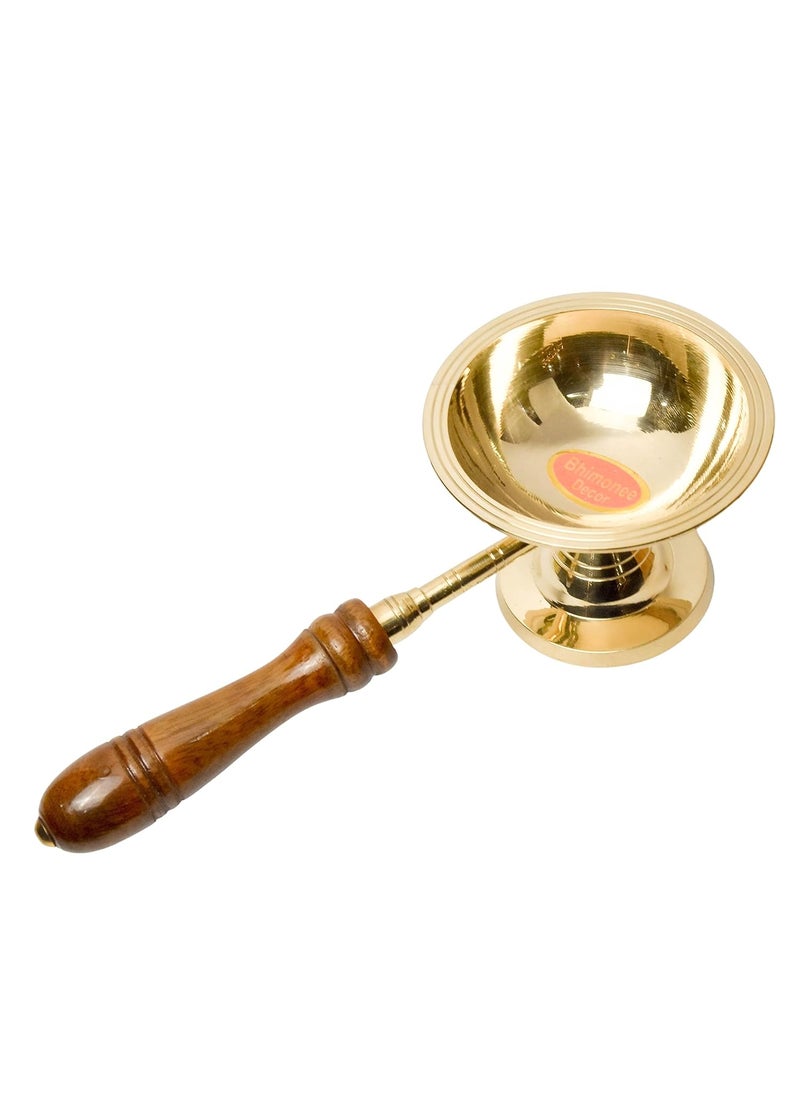 Bhimonee Decor Pure Brass Dhoop Aarti Deep Deepak Diya for Pooja Purposes 38 Inches 230gm