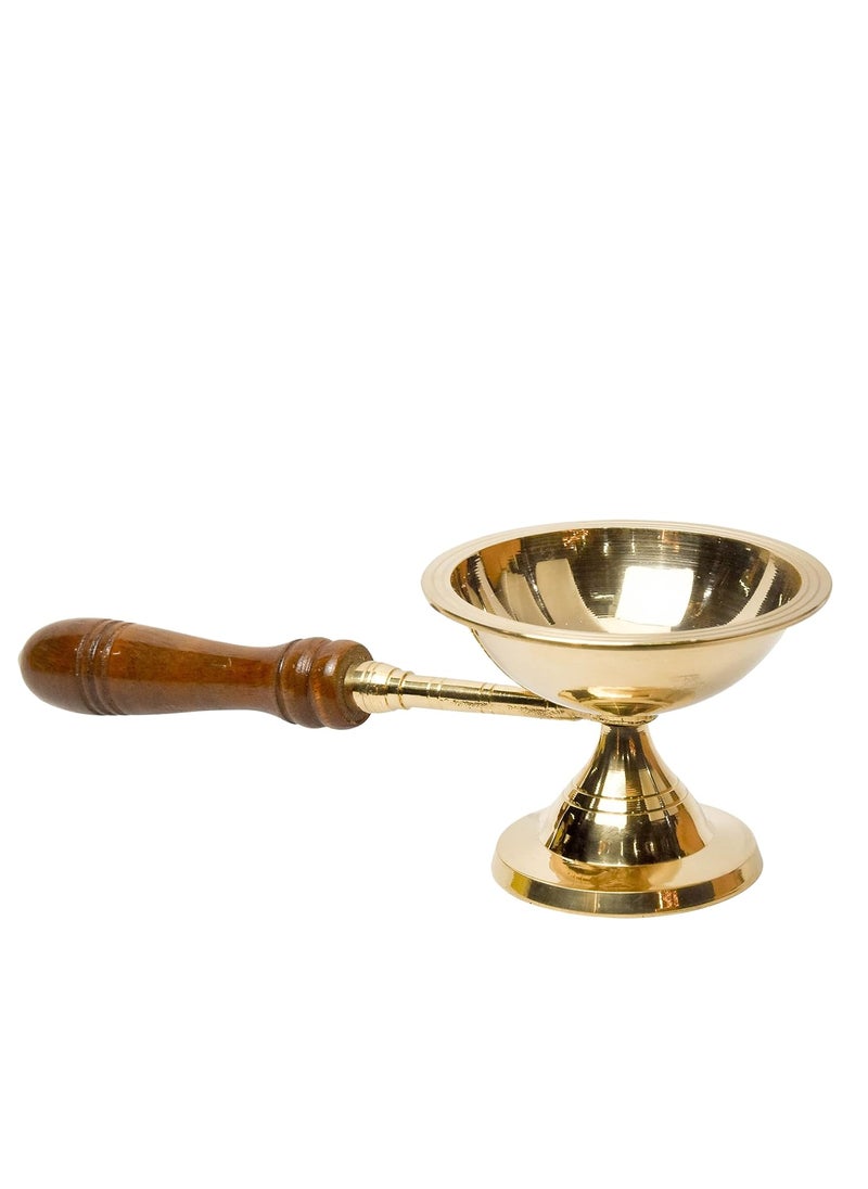 Bhimonee Decor Pure Brass Dhoop Aarti Deep Deepak Diya for Pooja Purposes 38 Inches 230gm