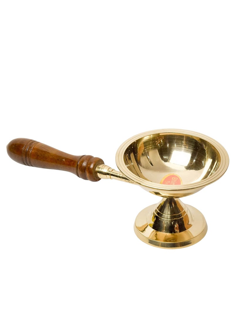 Bhimonee Decor Pure Brass Dhoop Aarti Deep Deepak Diya for Pooja Purposes 38 Inches 230gm