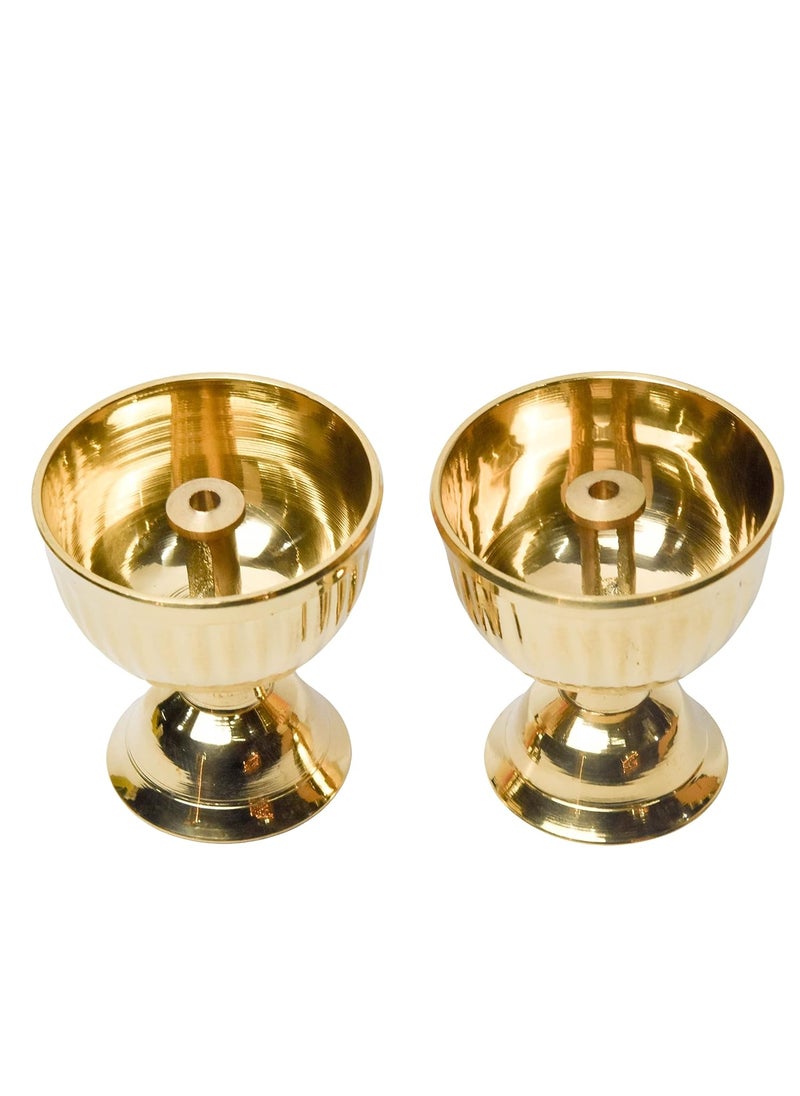 Bhimonee Decor Brass Diya 21 Inches Pack of 2 Made in India Ideal Return Gifts for Pooja Traditional Diya for Pooja Essential Pooja Items for Pooja Room
