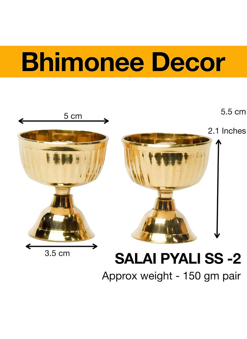 Bhimonee Decor Brass Diya 21 Inches Pack of 2 Made in India Ideal Return Gifts for Pooja Traditional Diya for Pooja Essential Pooja Items for Pooja Room