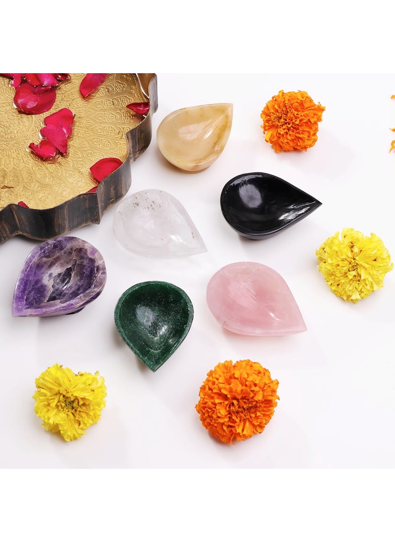 9Dzine Rose Quartz Crystal Diya for Home Decor Items 1 Face Oil Lamp Stone Diyas for Diwali Puja Temple Rangoli Diwali Decorative Festival Gifts for Women