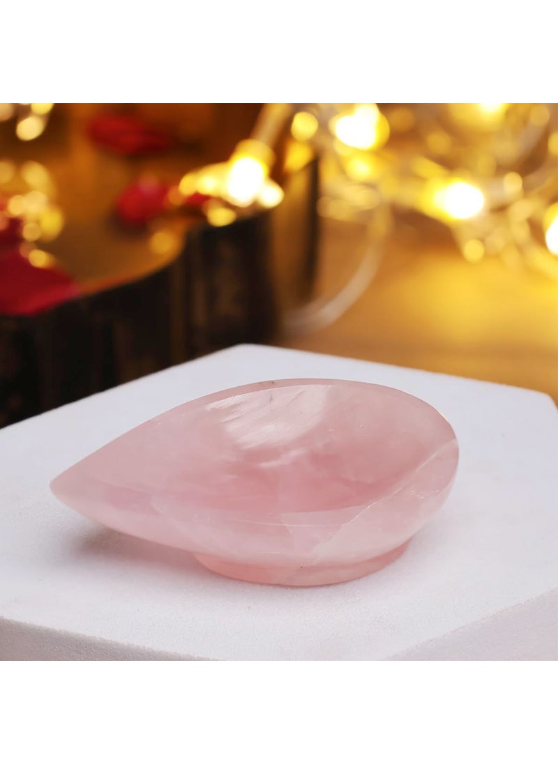 9Dzine Rose Quartz Crystal Diya for Home Decor Items 1 Face Oil Lamp Stone Diyas for Diwali Puja Temple Rangoli Diwali Decorative Festival Gifts for Women