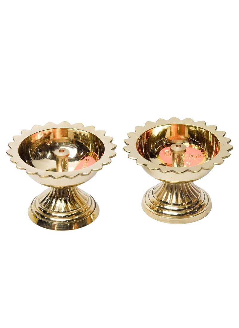 Bhimonee Decor Pure Brass Sunflower Deep Deepak Diya for Pooja Purposes 18 Inches 130 gm