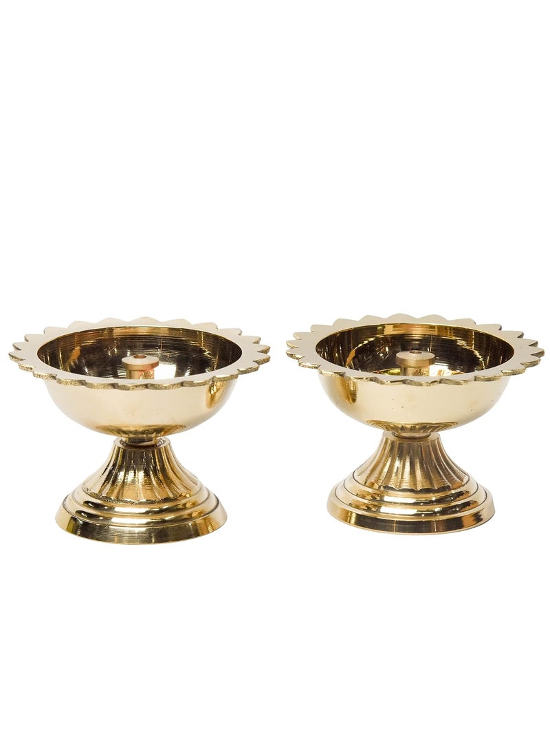 Bhimonee Decor Pure Brass Sunflower Deep Deepak Diya for Pooja Purposes 18 Inches 130 gm
