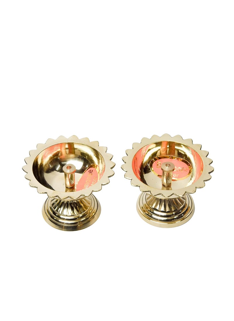 Bhimonee Decor Pure Brass Sunflower Deep Deepak Diya for Pooja Purposes 18 Inches 130 gm