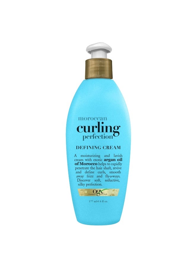 OGX Argan Oil of Morocco Curling Perfection CurlDefining Cream HairSmoothing AntiFrizz Cream to Define All Curl Types Hair Textures ParabenFree SulfatedSurfactants Free 6 oz