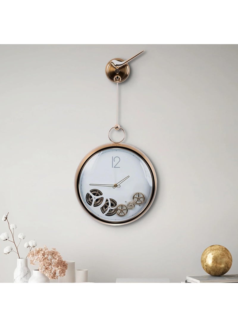 Brikipth 27 Industrial Metal Wall Clock Living Room Decorative Wall Clock Clock Wall Farmhouse Wall Clock Rustic Steampunk Wall Decoration No Ticking Mute with Metal Pendulum