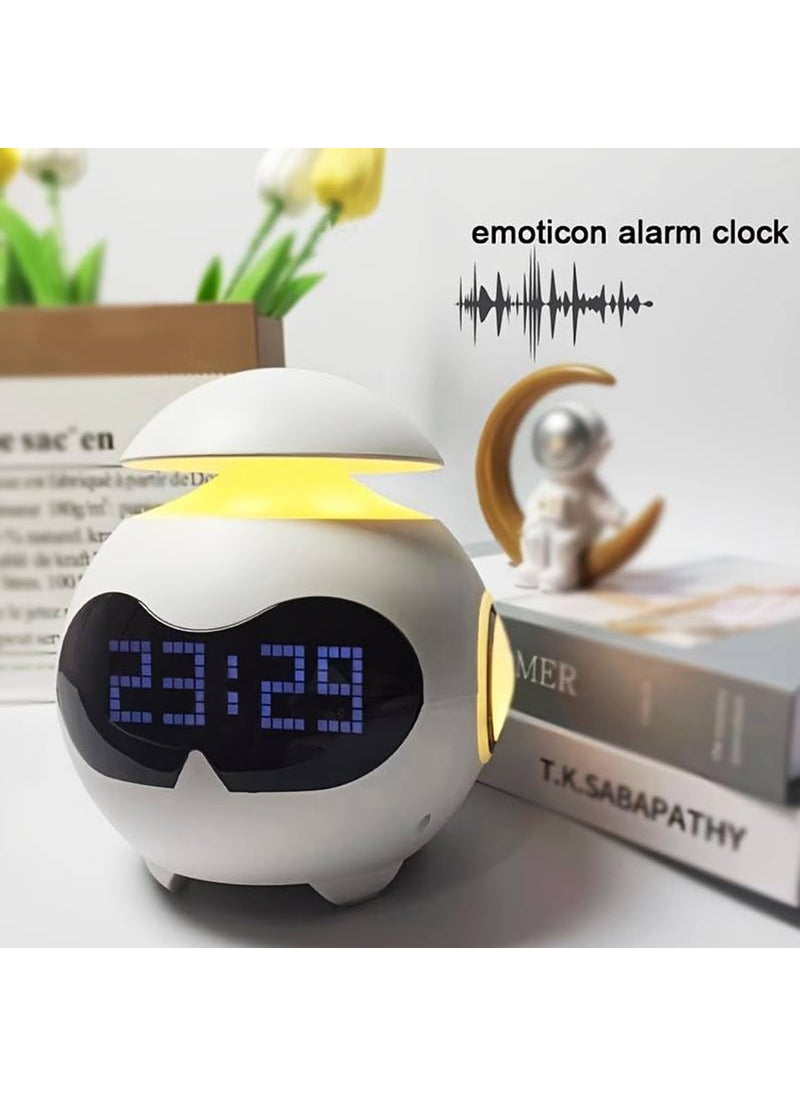 DAYANIDHI Digital Clock with Bluetooth Speaker Smart Alarm with Speaker Emoticon Design Smart Clock Led Display Alarm Clock with Lamp Compact Table Top Clock for Students use in Home