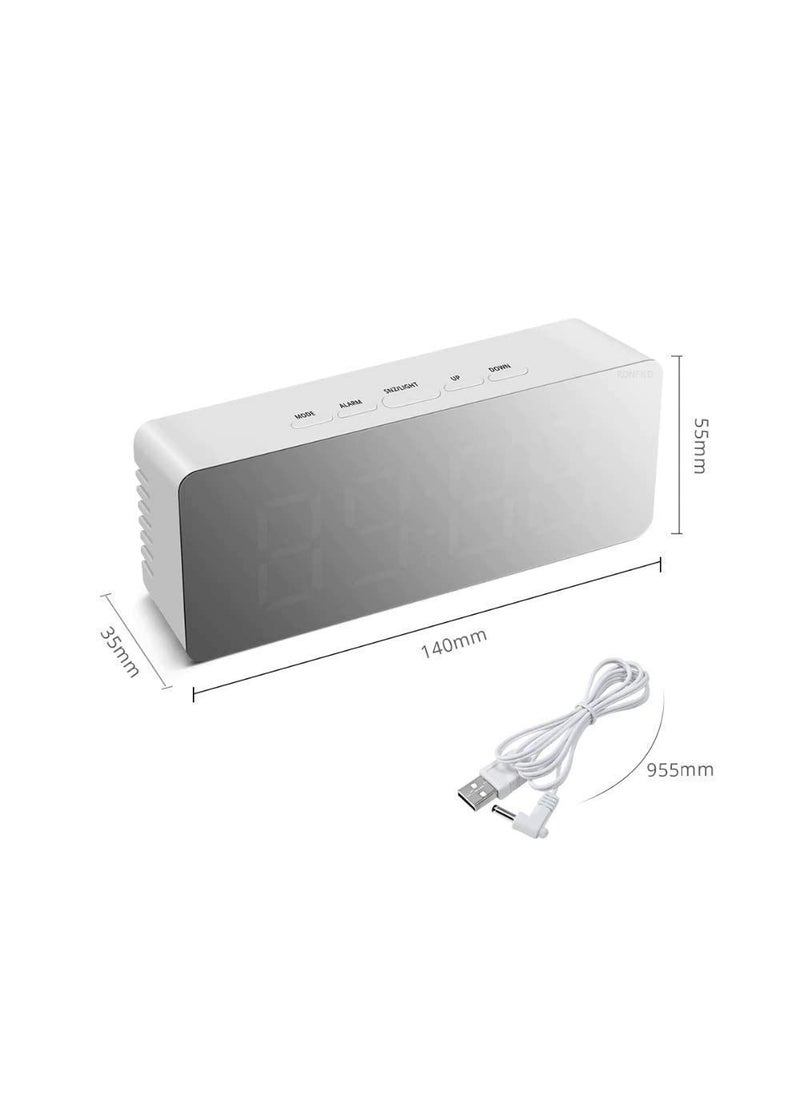 RONFILD Digital Alarm Clock LED Display Clock Best Makeup Bedroom Mirror Travel Alarm Office Bedroom Clock Alarm Clock with Snooze Dimmer Control Support Battery PoweredMulticolor