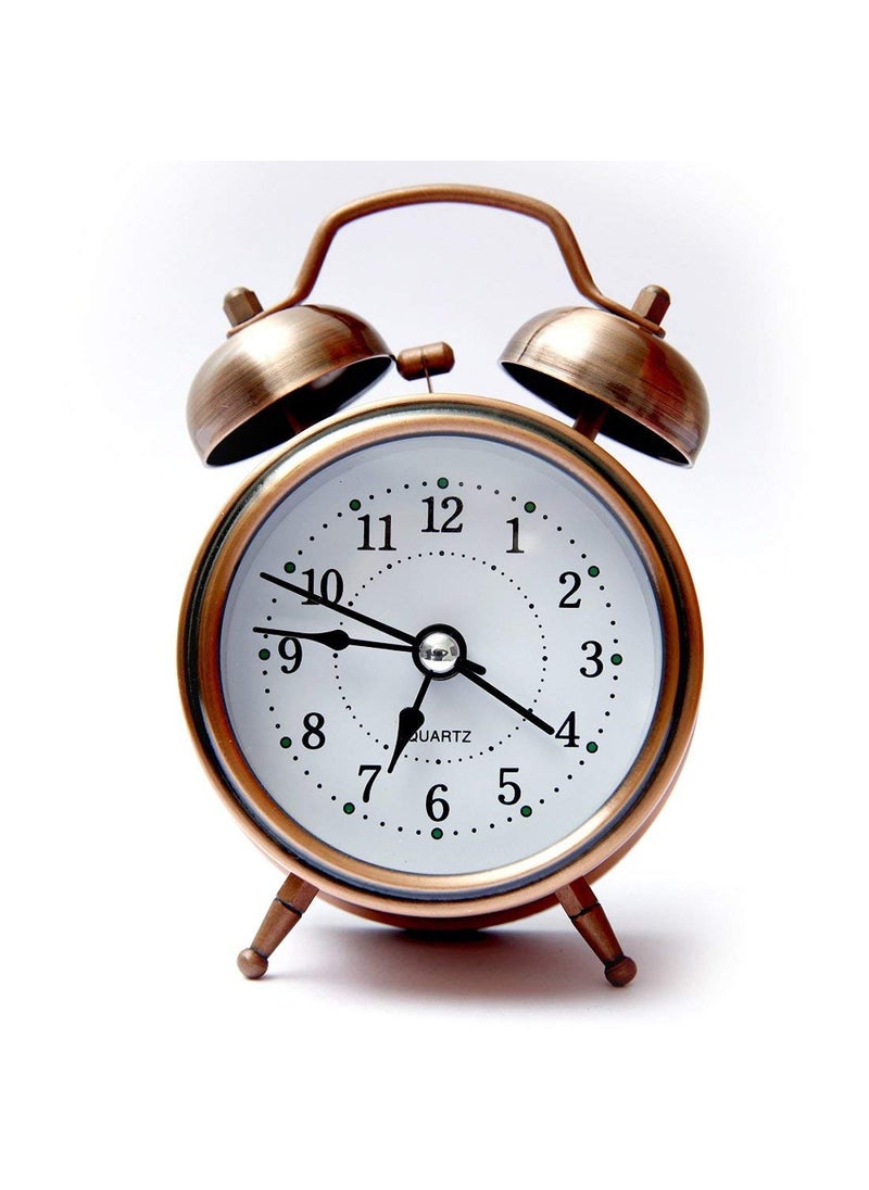 Ronest Twin Bell Black Finished Color Vintage Edition Look Table Alarm Clock with Night LED Display Table Alarm Clock for Bedroom Alarm Clock for Girls Boys and Heavy Sleepers Copper