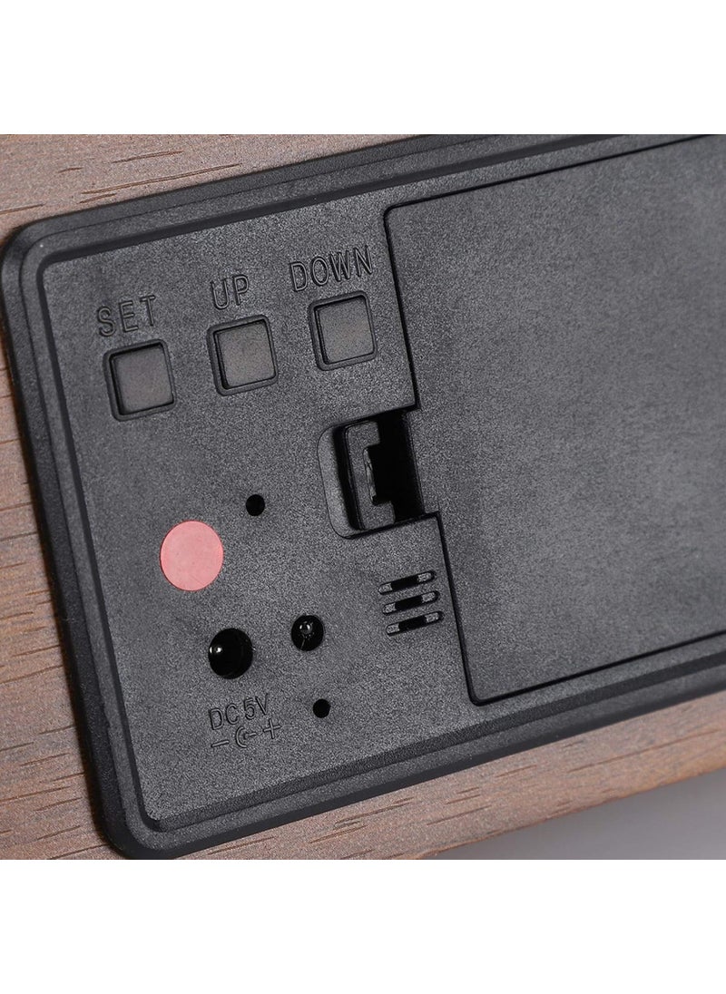 NXZ Digital Wooden Table Desk Clock with Voice Control and Tempreature Function Good for Home and Office Decor