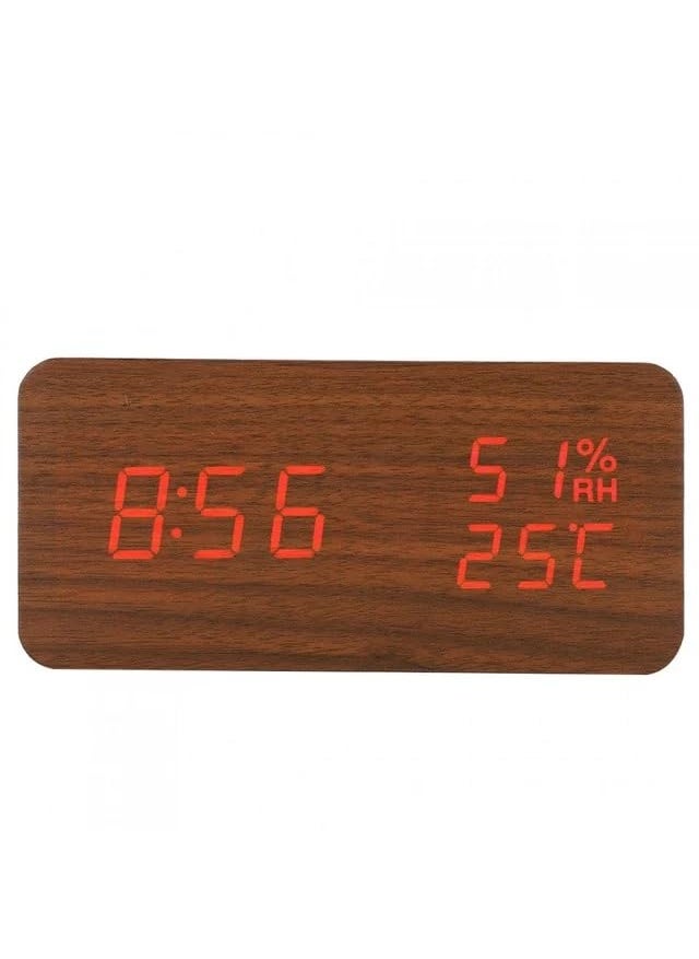 NXZ Digital Wooden Table Desk Clock with Voice Control and Tempreature Function Good for Home and Office Decor