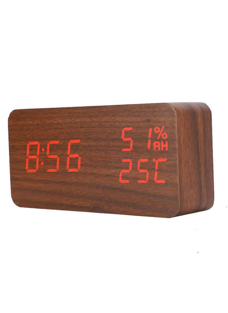 NXZ Digital Wooden Table Desk Clock with Voice Control and Tempreature Function Good for Home and Office Decor