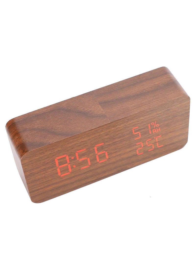 NXZ Digital Wooden Table Desk Clock with Voice Control and Tempreature Function Good for Home and Office Decor