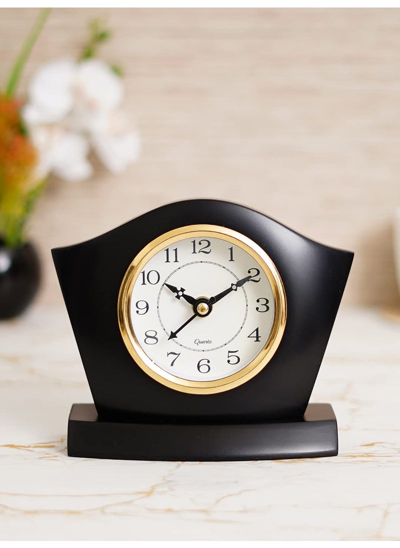 CHRONIKLE Elegant Square Wooden Case Analog Table Clock for Office Desk Study Room Home Decorations Gifts Size 145 x 6 x 13 CM Weight 350 Gram Color Black