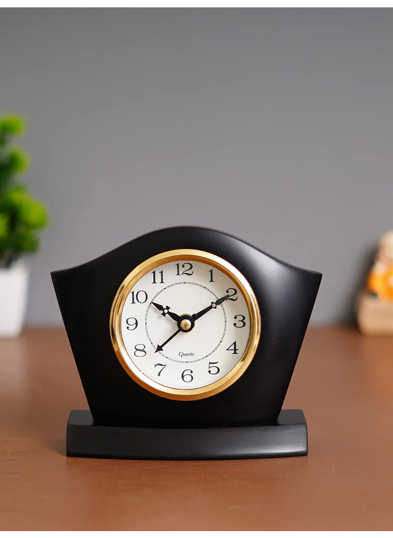 CHRONIKLE Elegant Square Wooden Case Analog Table Clock for Office Desk Study Room Home Decorations Gifts Size 145 x 6 x 13 CM Weight 350 Gram Color Black