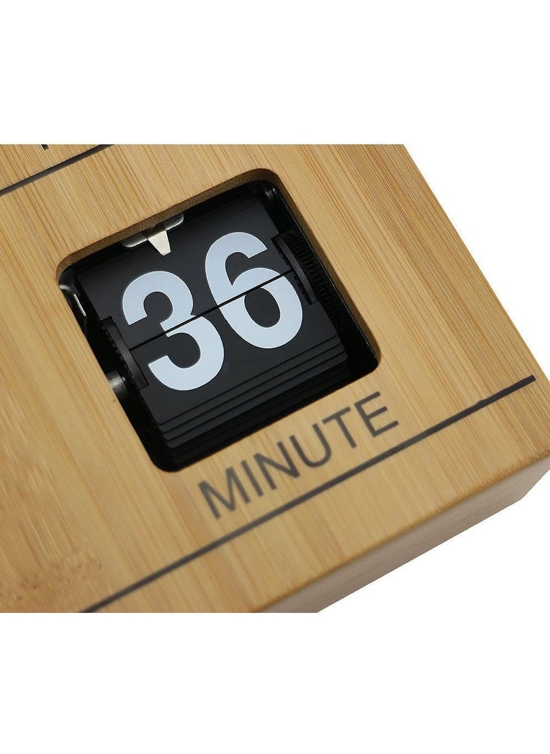 KLVS Bamboo Retro Flip Down Clock Internal Gear Operated Clock Vintage Style Unique Home or Office Dcor Silent Operation Easy to Read Time Display