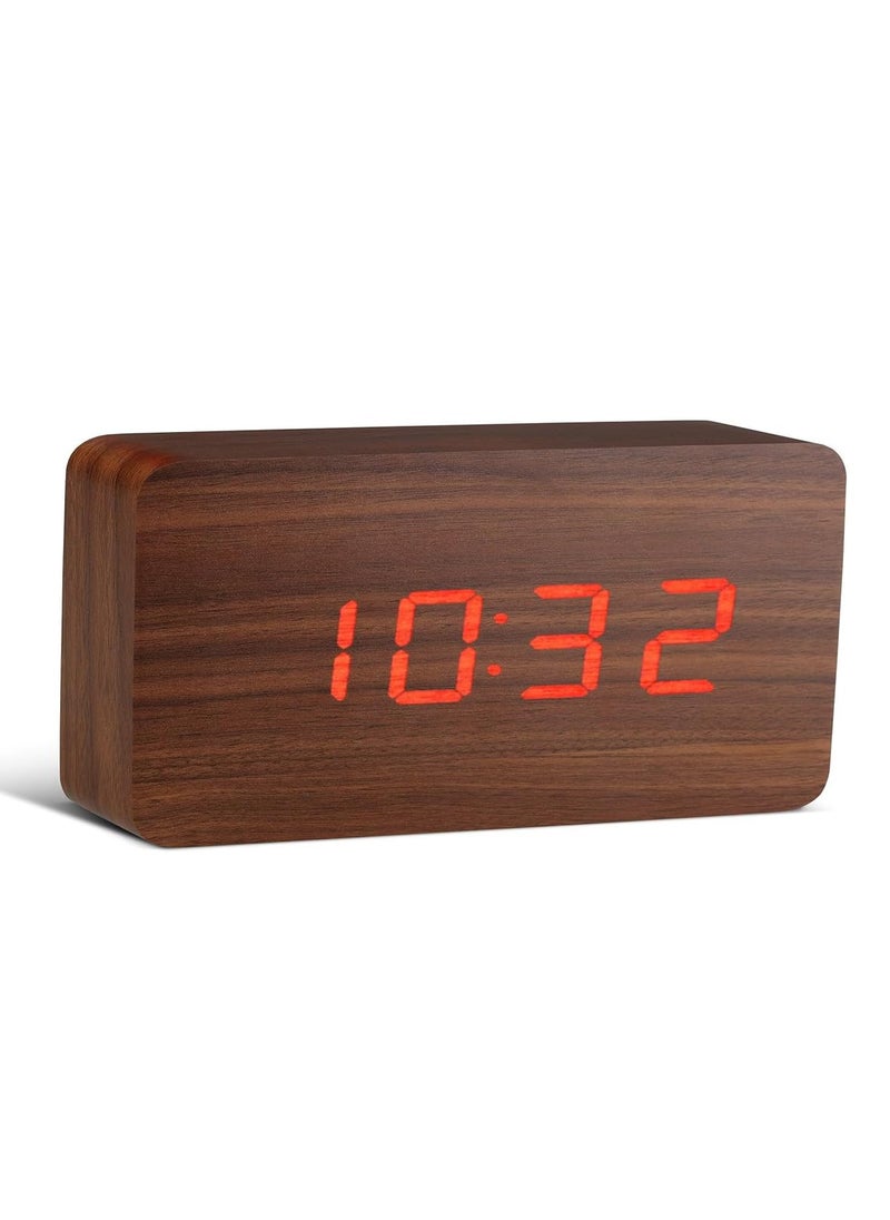 NXZ Wooden Digital Table Desk Clock with Day Date and Tempreature Function for Home and Office Decor