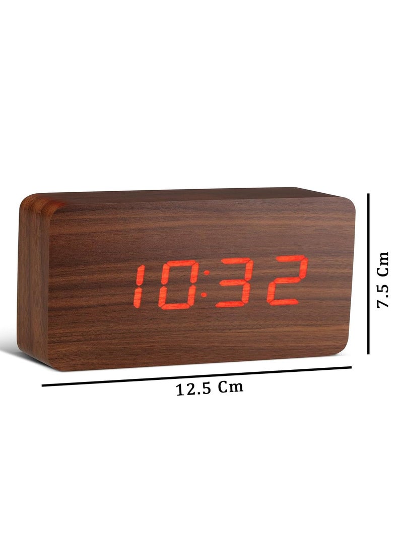 NXZ Wooden Digital Table Desk Clock with Day Date and Tempreature Function for Home and Office Decor