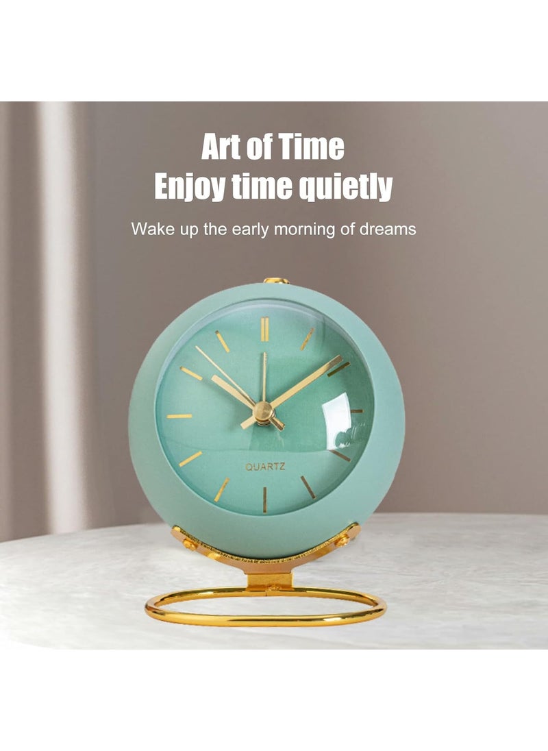 QIMIT Silent Analog Table Clock Nightstand Alarm Clock Analog Alarm Clock with Light for Rooms Table Desk Shelf Office Without Battery Small Stand