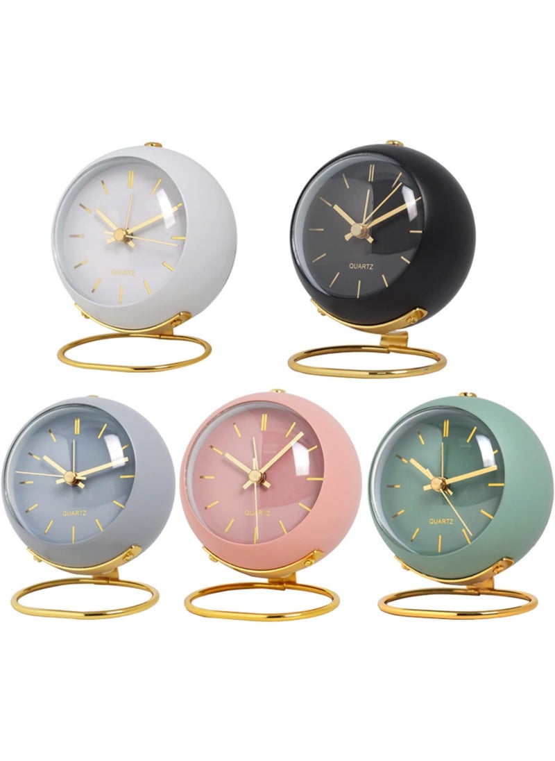 QIMIT Silent Analog Table Clock Nightstand Alarm Clock Analog Alarm Clock with Light for Rooms Table Desk Shelf Office Without Battery Small Stand
