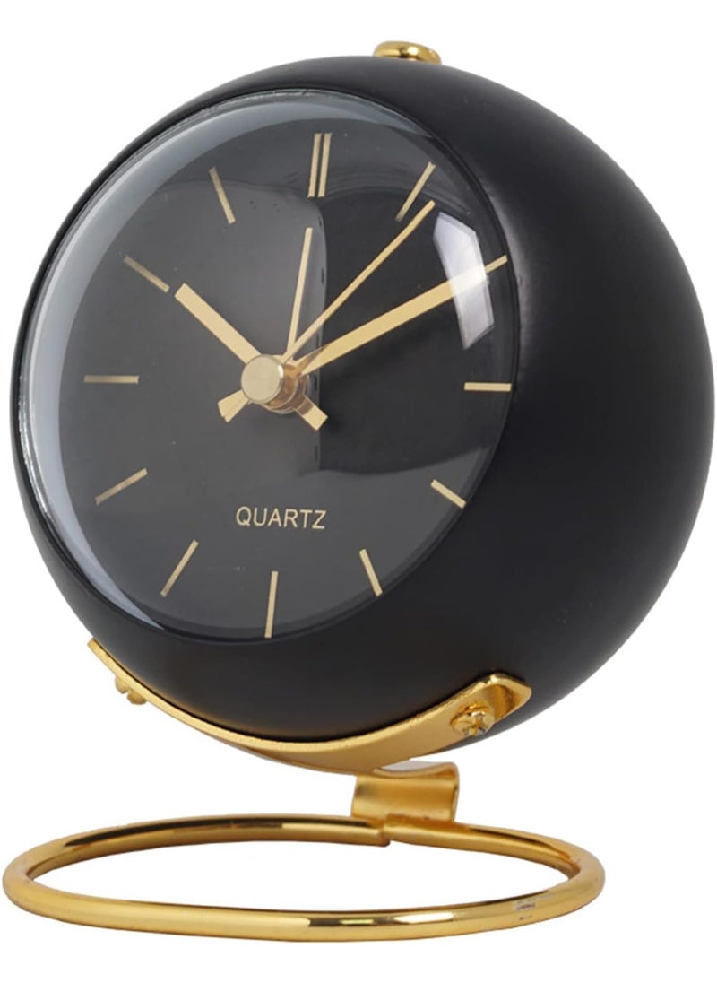QIMIT Silent Analog Table Clock Nightstand Alarm Clock Analog Alarm Clock with Light for Rooms Table Desk Shelf Office Without Battery Small Stand