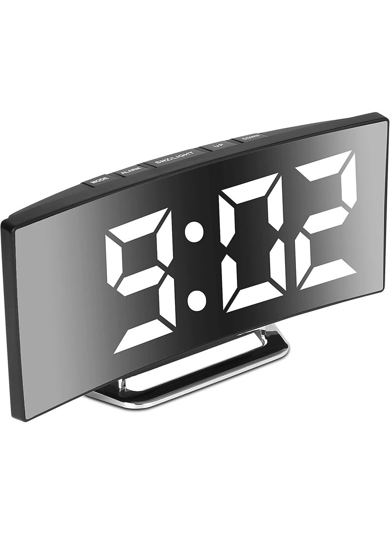 QIMIT Digital Alarm Clock 7 Inch LED Mirror Screen Alarm Clock on Bed Snooze Mode 2 Brightnesses Alarm Clock for Bedroom Kitchen Office USB Charging and Battery Power 1 Multi