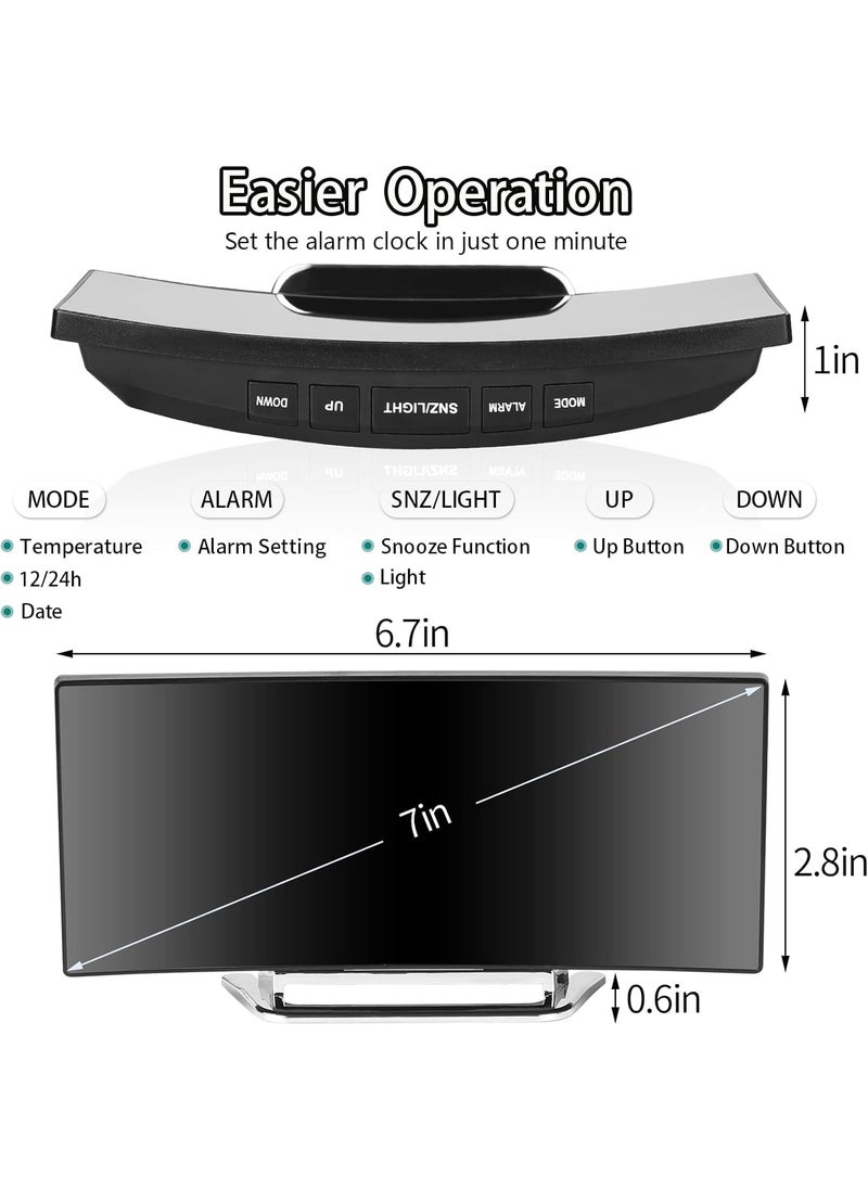 QIMIT Digital Alarm Clock 7 Inch LED Mirror Screen Alarm Clock on Bed Snooze Mode 2 Brightnesses Alarm Clock for Bedroom Kitchen Office USB Charging and Battery Power 1 Multi
