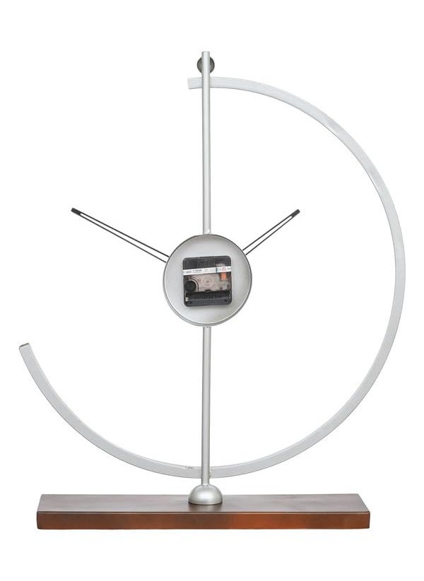 CHRONIKLE Modern Metal Silver and Copper Color Analog Table Clock for Office Desk Study Living Room Home Decoration Gifts Size 38 x 10 x 535 CM Weight 850 Gram