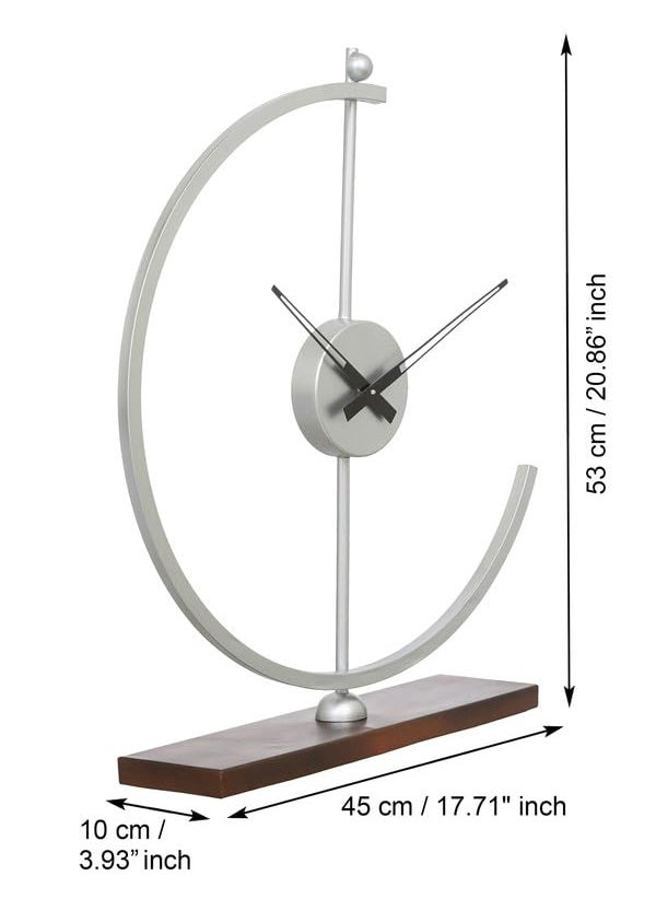 CHRONIKLE Modern Metal Silver and Copper Color Analog Table Clock for Office Desk Study Living Room Home Decoration Gifts Size 38 x 10 x 535 CM Weight 850 Gram