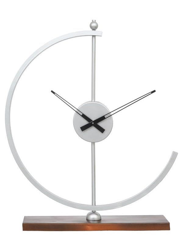 CHRONIKLE Modern Metal Silver and Copper Color Analog Table Clock for Office Desk Study Living Room Home Decoration Gifts Size 38 x 10 x 535 CM Weight 850 Gram