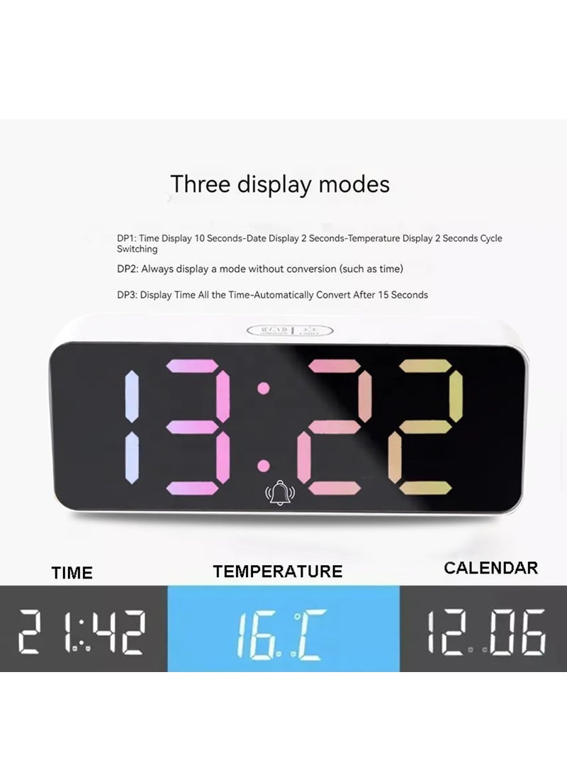 KRESHU Abs Plastic Digital Led Alarm Clock Large Display Usb Rechargeable Temperature Snooze Timing Dimmer Function Innovative Rgb Multi Colorful Numeric Numbers Table Top Alarm Clock 1Pcs
