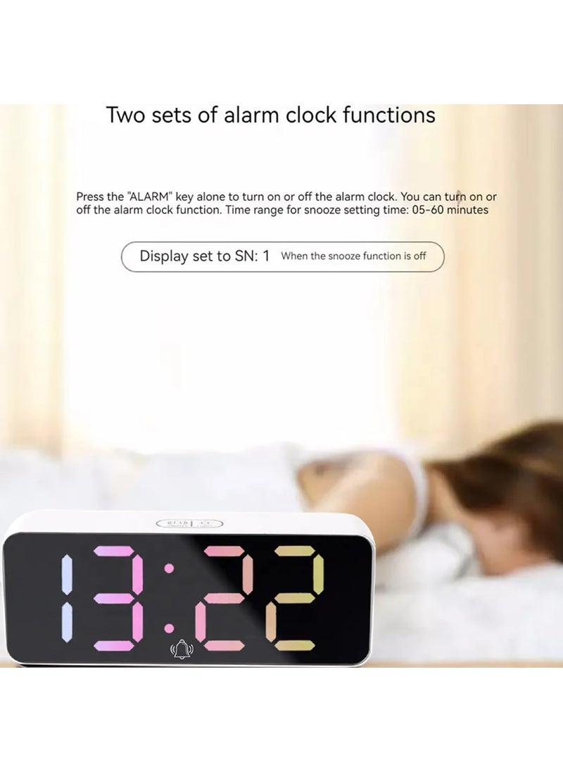 KRESHU Abs Plastic Digital Led Alarm Clock Large Display Usb Rechargeable Temperature Snooze Timing Dimmer Function Innovative Rgb Multi Colorful Numeric Numbers Table Top Alarm Clock 1Pcs