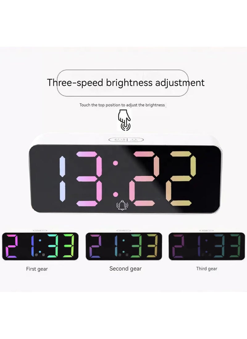 KRESHU Abs Plastic Digital Led Alarm Clock Large Display Usb Rechargeable Temperature Snooze Timing Dimmer Function Innovative Rgb Multi Colorful Numeric Numbers Table Top Alarm Clock 1Pcs