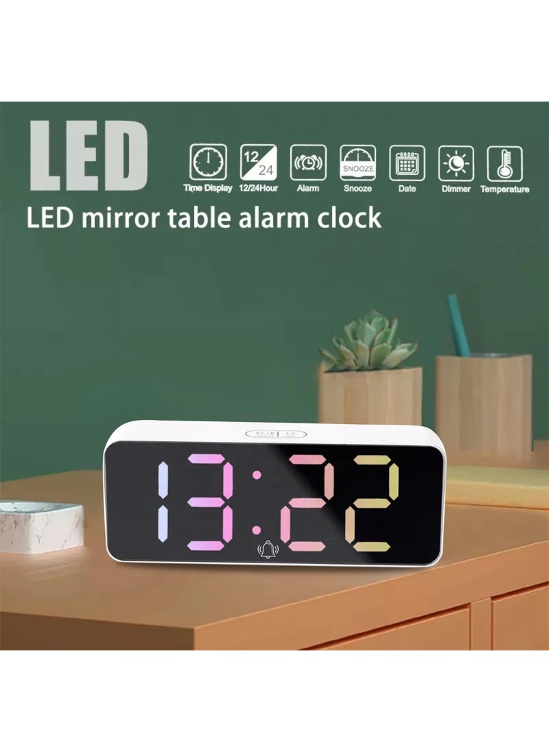 KRESHU Abs Plastic Digital Led Alarm Clock Large Display Usb Rechargeable Temperature Snooze Timing Dimmer Function Innovative Rgb Multi Colorful Numeric Numbers Table Top Alarm Clock 1Pcs