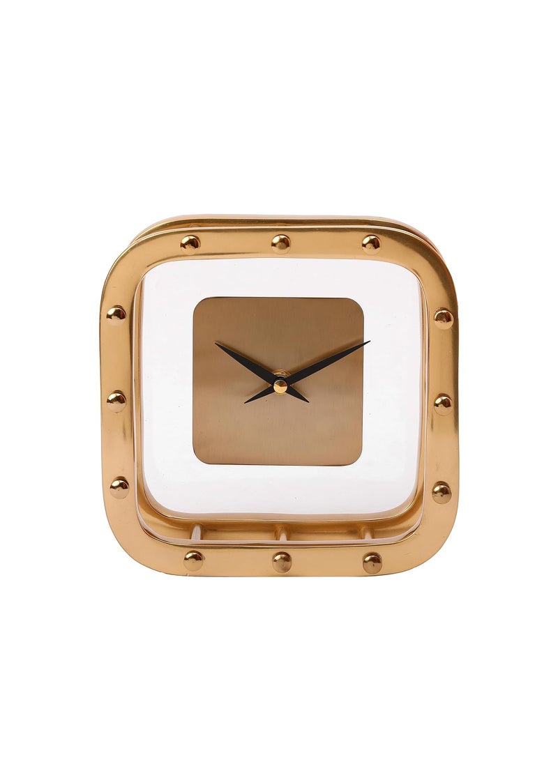 Decor de Maison Brings Aurelian Luxury TableDesk Clock for LivingroomBedroomStudyroom DeskTable Clocks for Home Decor Silent Analog Table Clock Best for Gifting Gold White