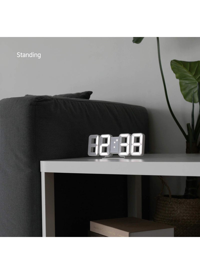 mooas Plastic Pure Mini White 3D Led Digital Clock MultiFunction Led Clock Calendar Alarm Temperature