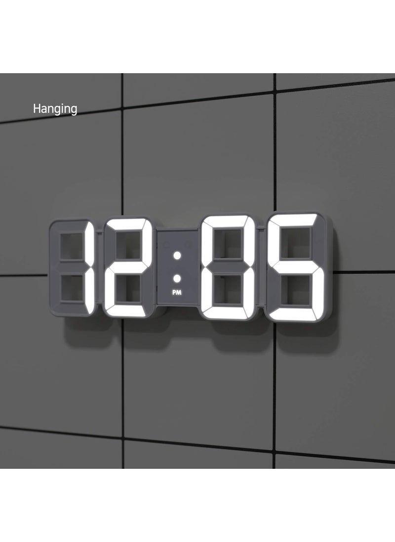 mooas Plastic Pure Mini White 3D Led Digital Clock MultiFunction Led Clock Calendar Alarm Temperature