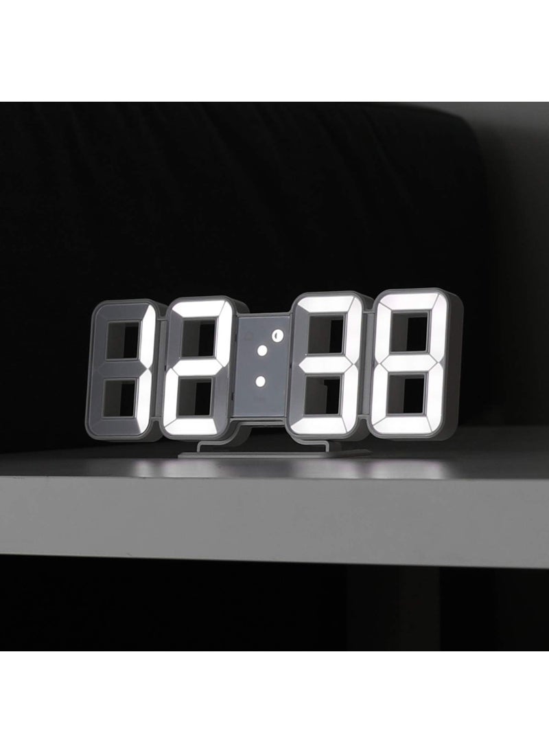 mooas Plastic Pure Mini White 3D Led Digital Clock MultiFunction Led Clock Calendar Alarm Temperature