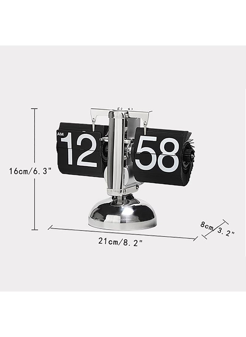 KENJIEY Stainless Steel Flip Clock Retro Flip Down Clock Mechanical Digital Flip Desk Clock Internal Gear Operated Flip Down Clock Battery Powered For Home Office Decor White 231 Cm