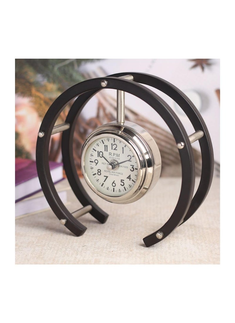 Decor de Maison Brings Luna Serenade Table Clock in Silver Black for Home Decor Study Room Living Room Bedroom Silver and Black