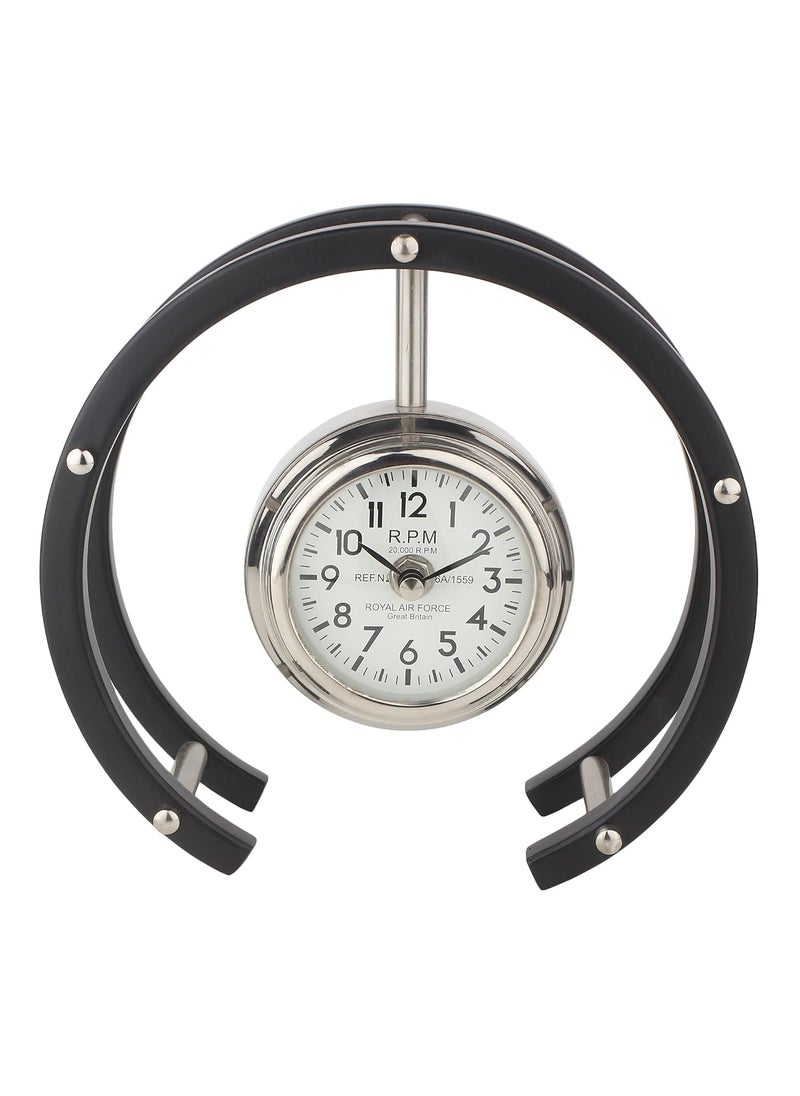 Decor de Maison Brings Luna Serenade Table Clock in Silver Black for Home Decor Study Room Living Room Bedroom Silver and Black