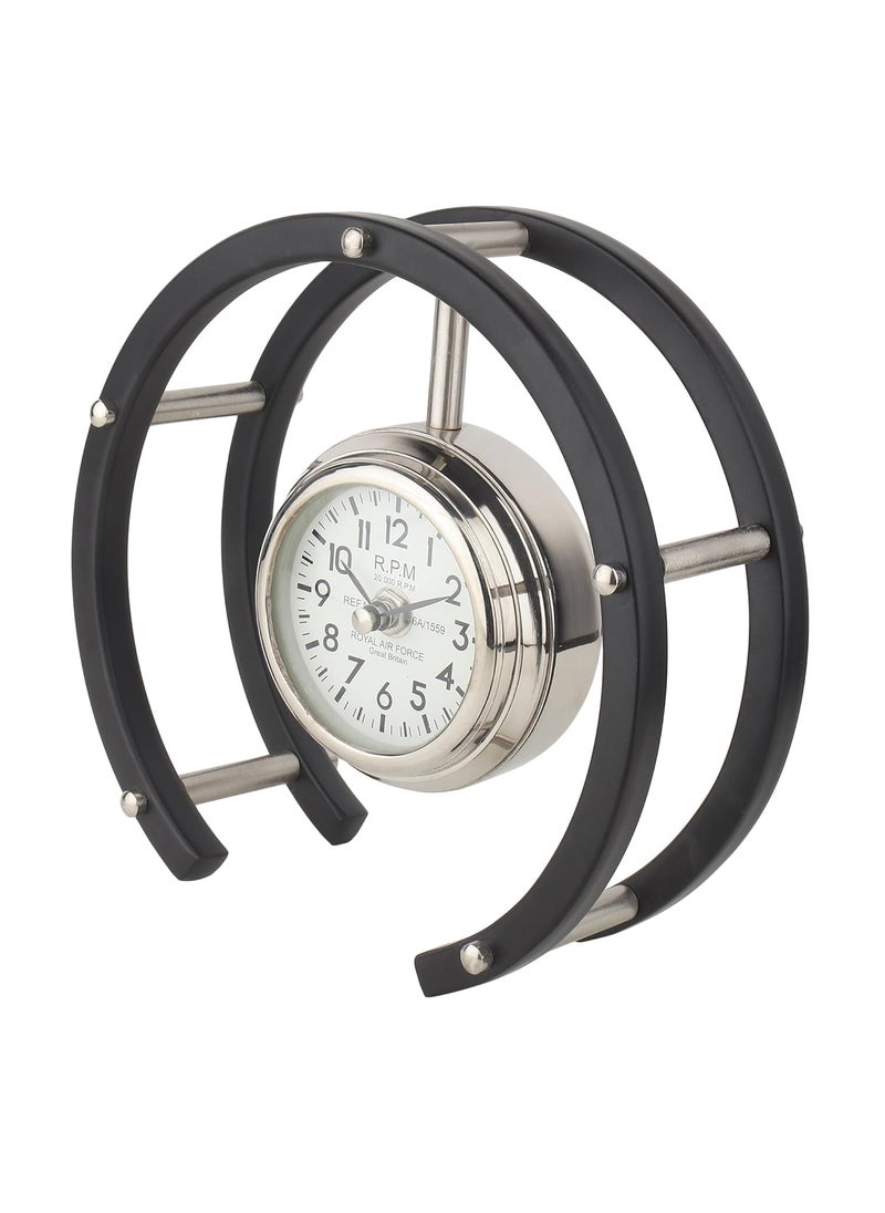 Decor de Maison Brings Luna Serenade Table Clock in Silver Black for Home Decor Study Room Living Room Bedroom Silver and Black