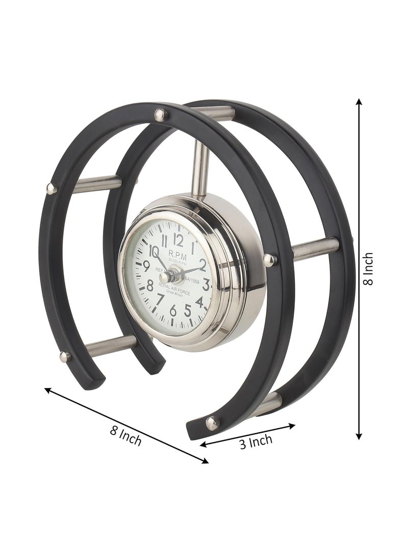Decor de Maison Brings Luna Serenade Table Clock in Silver Black for Home Decor Study Room Living Room Bedroom Silver and Black